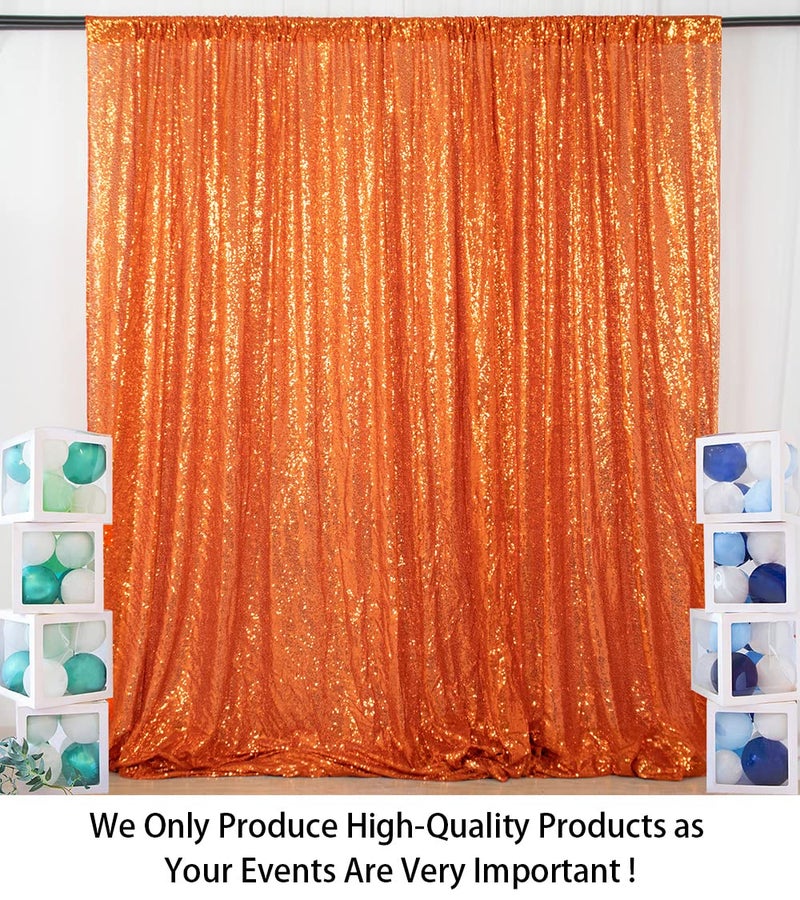 ShinyBeauty 7FTx7FT Orange Shimmer Sequin Fabric Photography Backdrop - Happy Birthday & Prince Glitter - Image 2